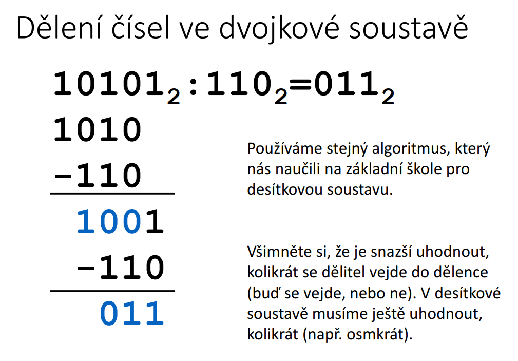 Dělení v bináru